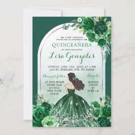 Convite Boho Emerald Green Quinceanera