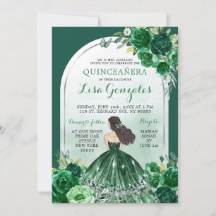 Convite Boho Emerald Green Quinceanera