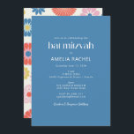Convite Boho Escandinavo Flor Azul Bat Mitzvah<br><div class="desc">Boho Escandinavo Flor Azul Simples Bat Mitzvah Convite</div>