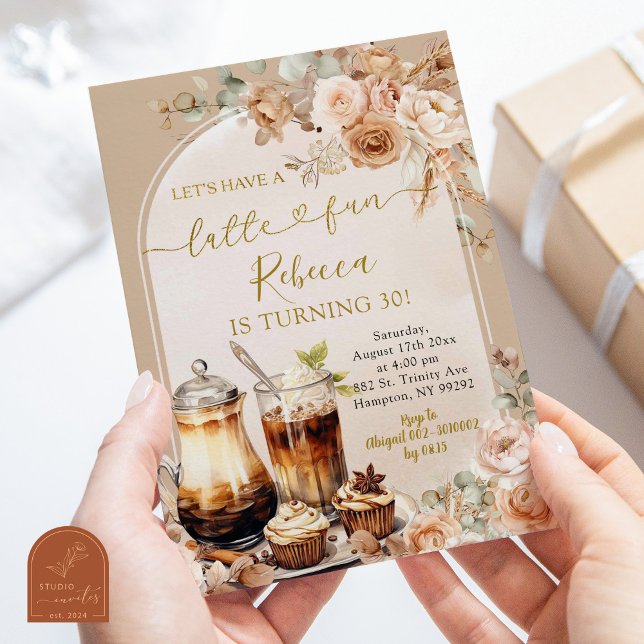 Convite Boho Espresso Martini Latte Diversão de Aniversári (Criador carregado)