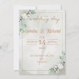 Convite Boho Eucalyptus & Cotton Wedding Invitation