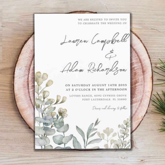 Convite Boho Eucalyputus Green Botanical Wedding (Criador carregado)