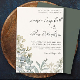 Convite Boho Eucalyputus Sage & Beige Wedding