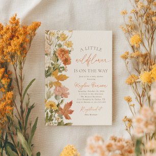 Convite Boho Fall Chá de fraldas de flor selvagem