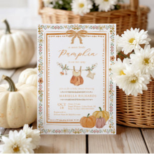 Convite Boho Fall Chá de fraldas para Menina de Pumpkin