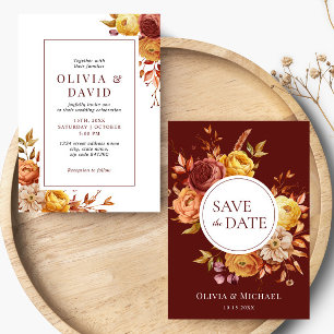 Convite Boho Fall Floral Rustic Flowers Casamento Foliar