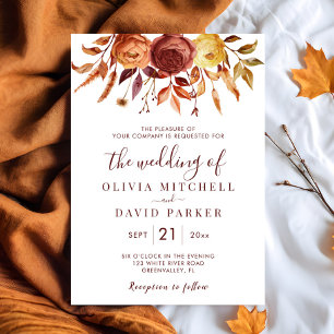 Convite Boho Fall Floral Rustic Flowers Casamento Foliar
