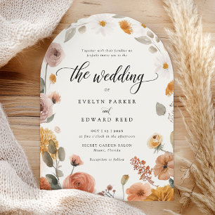 Convite Boho Fall Floral Wedding