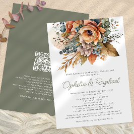 Convite Boho Fall Florals Sage Bohemian Wedding