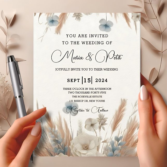 Convite Boho Fall Flowers Casamento (Criador carregado)