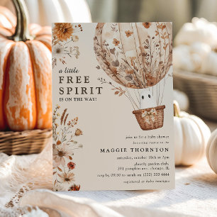 Convite Boho Fall Ghost Wildflower Halloween Chá de fralda