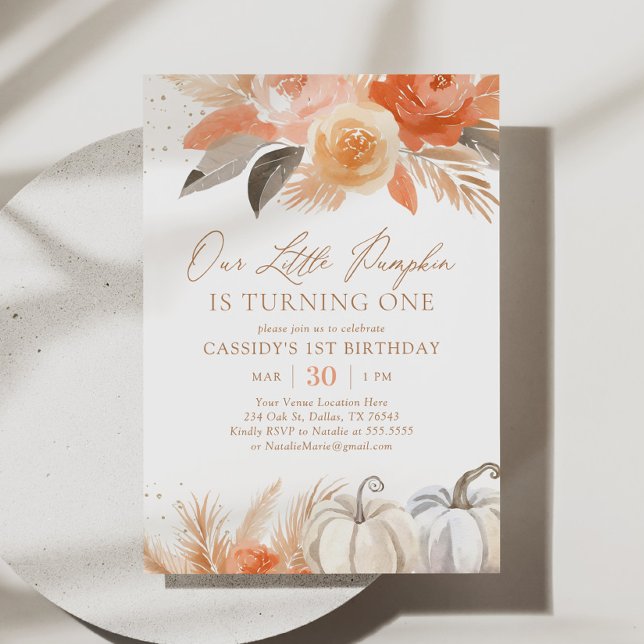 Convite Boho Fall Pampas Grass primeiro aniversario (Criador carregado)