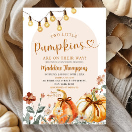 Convite Boho Fall Two Little Pumpkins Joint Baby Shower