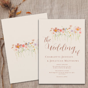Convite Boho Fall Wildflower Beige Terracotta
