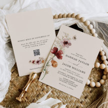 Boho Fall Wildflower Código QR RSVP Casamento