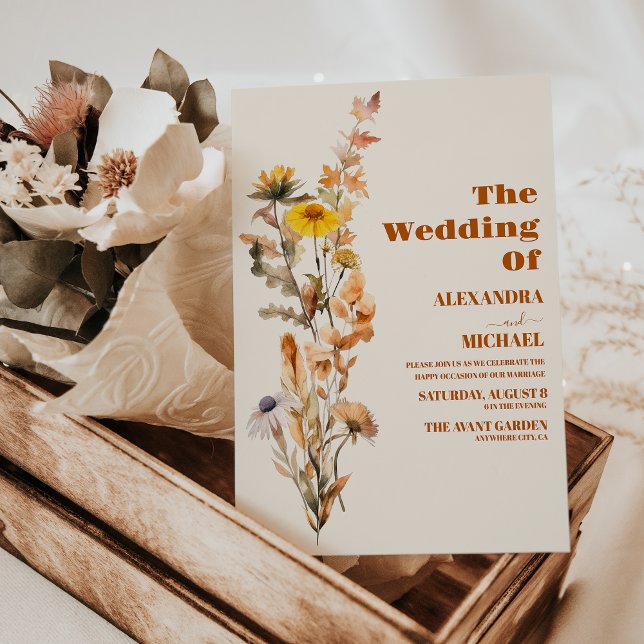 Convite Boho Fall Wildflower Wedding (Criador carregado)