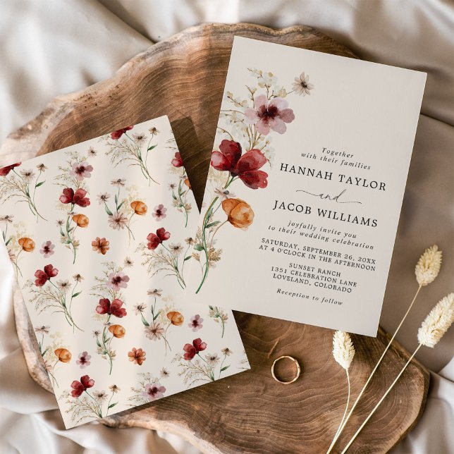 Convite Boho Fall Wildflower Wedding (Criador carregado)