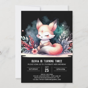 Convite Boho Fantasy Fox Birthday digital