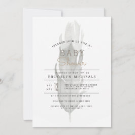 Convite Boho Feather | Chá de fraldas de aquarelas