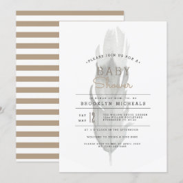 Convite Boho Feather | Chá de fraldas de aquarelas