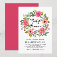 Boho Feather Chá de fraldas Floral Rosa