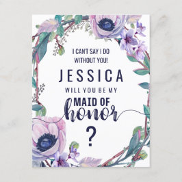 Convite Boho Feather & Floral Você Será Minha Madrinha de