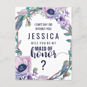 Convite Boho Feather & Floral Você Será Minha Madrinha de 