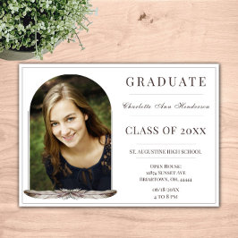 Convite Boho Feather Frame Photo Open House | Branco