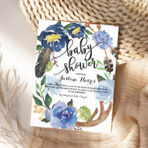 Boho Feathers Boy Baby Shower