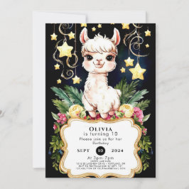 Convite Boho Fiesta Llama Birthday