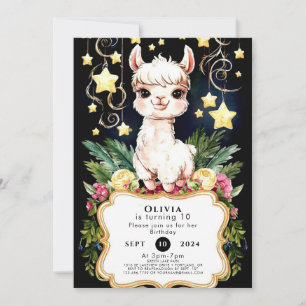 Convite Boho Fiesta Llama Birthday