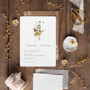 Convite Boho Flor de Outono Selvagem Casamento Botânico