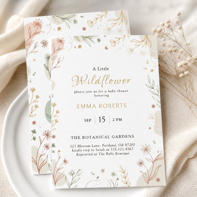 Convite Boho Flor Silvestre Terroso Botânico (Boho Wildflower Earthy Botanical Invitation)