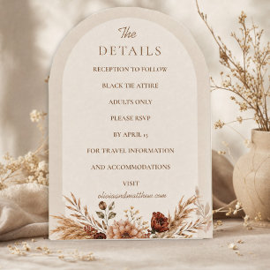 Convite Boho Floral Abóbora Detalhes de Casamento Caindo d