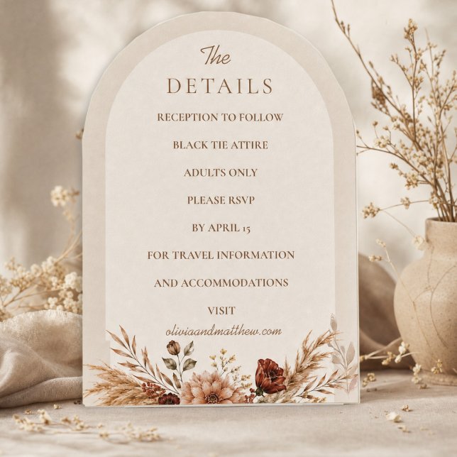 Convite Boho Floral Abóbora Detalhes de Casamento Caindo d (Boho Floral Pumpkin Fall in Love Wedding Ditails Invitation)