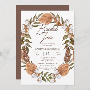 Convite Boho Floral Algodão Seco Graus Bridal Chá