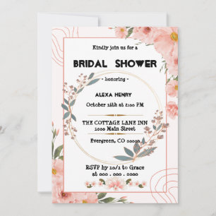 Convite boho floral aquarelas,menina bebê