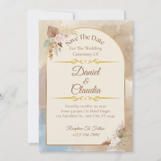 Convite Boho Floral Arch Salva a Data - Casamento Elegante