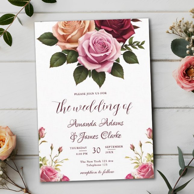 Convite Boho Floral Autumn Watercolor Wedding (Criador carregado)