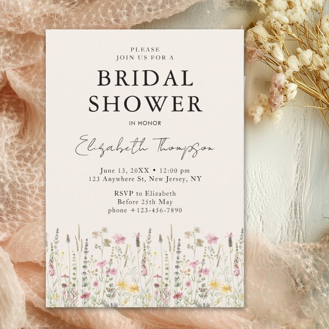 Convite "Boho Floral Bliss Bridal Shower  (Criador carregado)