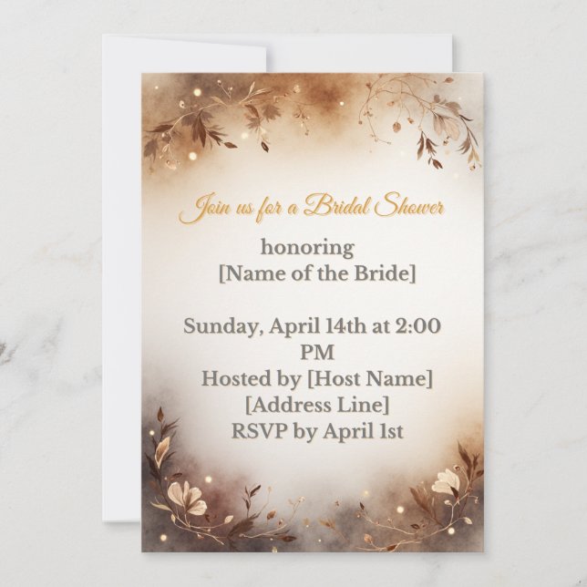 Convite Boho Floral Bridal Shower Invitation (Frente)