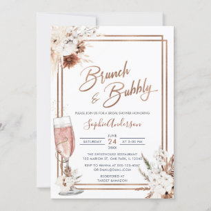 Convite Boho Floral Brunch e Chá de panela Borracha