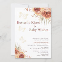 Boho Floral Burnt Orange Butterfly Chá de fraldas