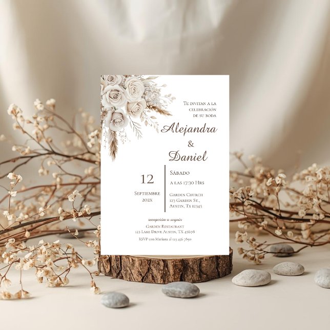 Convite Boho Floral Casamento Espanhol (Criador carregado)