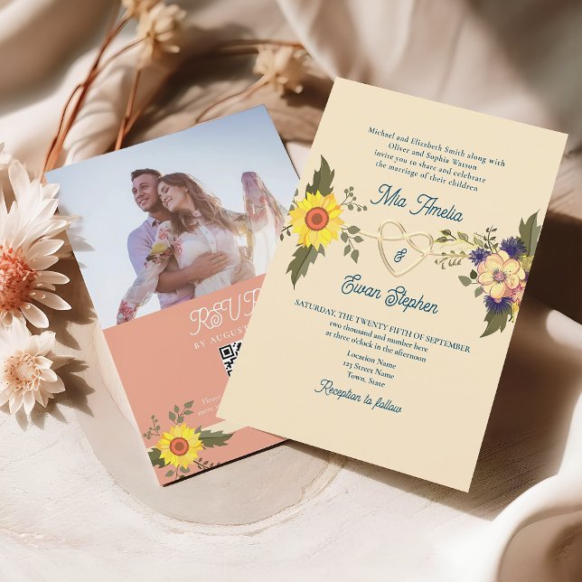 Convite Boho Floral Casamento Formal Tudo em Um (Criador carregado)