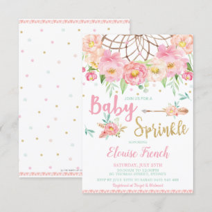 Convite Boho Floral Chá de fraldas Sprinkle Drecher