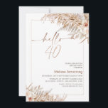 Convite Boho Floral com Pampas Frame aniversário de 40 ano<br><div class="desc">Boho Floral com Pampas Frame aniversário de 40 anos Convite Elegante e exuberante saudação floral boêmica de 40 anos em tons naturais com alguns rosas, grama-pampas e folhas de samambaia. Este convite para aniversário de 40 anos floral de boho também apresenta um título de caligrafia moderno e uma fronteira de...</div>