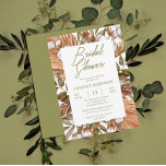 Convite Boho Floral Cotton | Chá de panela de gramíneas se<br><div class="desc">Graus secos e design floral de alagadiça com tons brancos e mutados de terracotta,  verde e design de convite de "Chá de panela" mocha.</div>