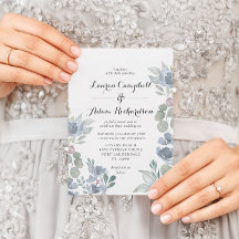 Boho Floral e Eucalyptus Dusty Casamento Azul