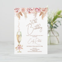 Boho Floral e Vidro de Champanhe Aniversário